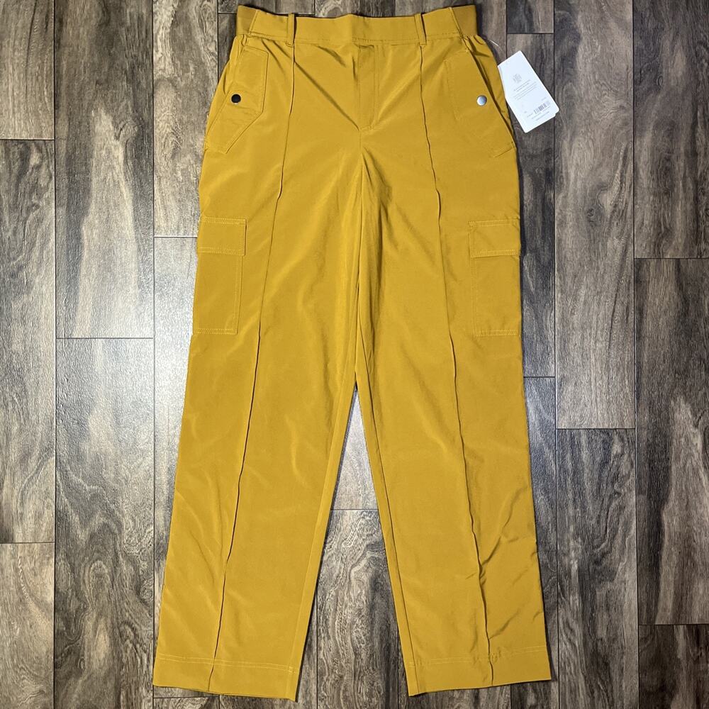 Athleta Vienna Cargo Pants Women's 10 Brass Yellow Relaxed Featherweight Stretch
